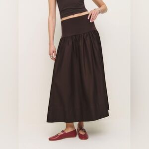 Reformation Nuria Brown Maxi Skirt